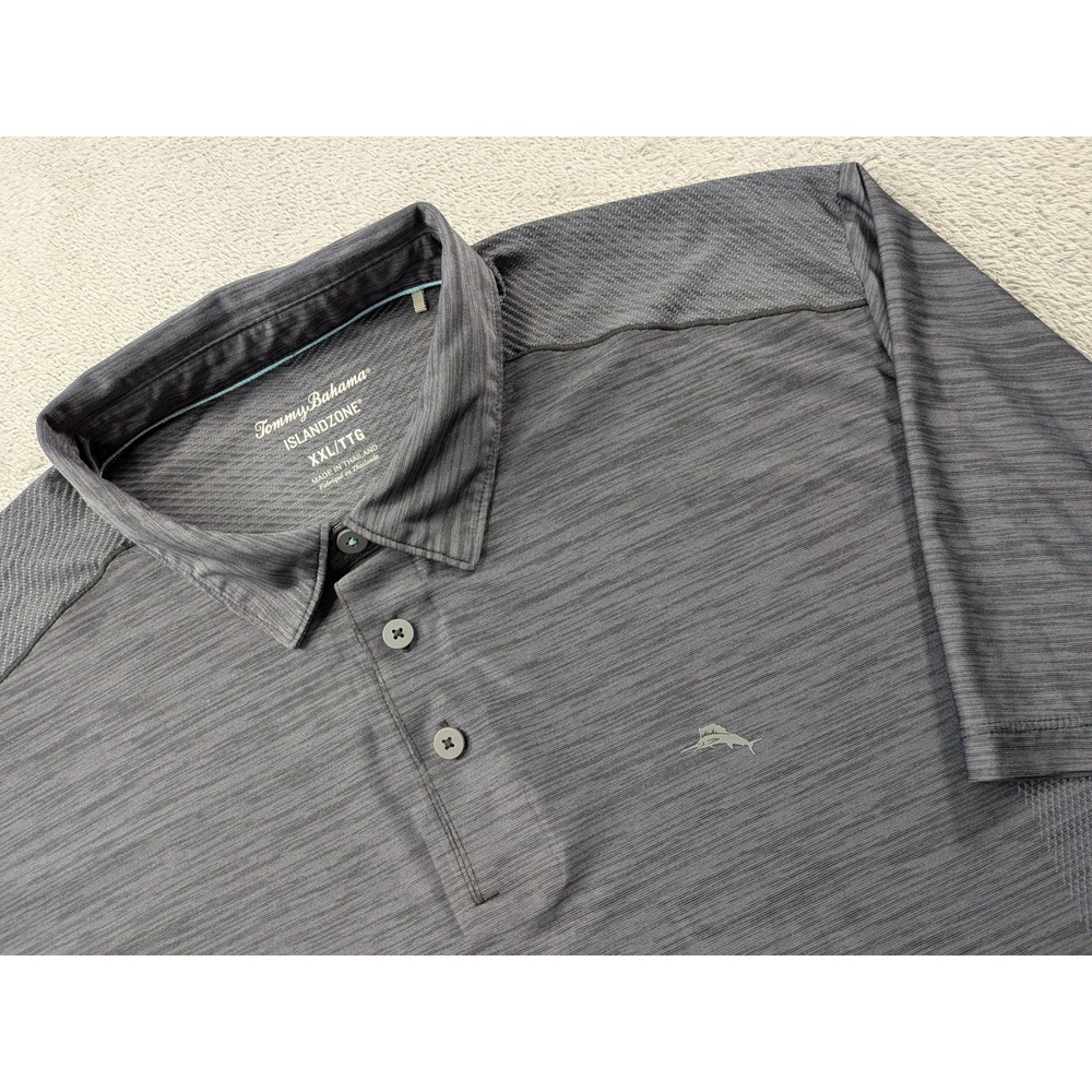 Tommy Bahama IslandZone Polo Shirt Mens XXL Gray Heather Short Sleeve Golf Top